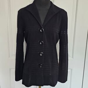 EUC MISOOK Women's Black Knit 4 Button Heavyweight L/S Blazer Jacket Cardigan S
